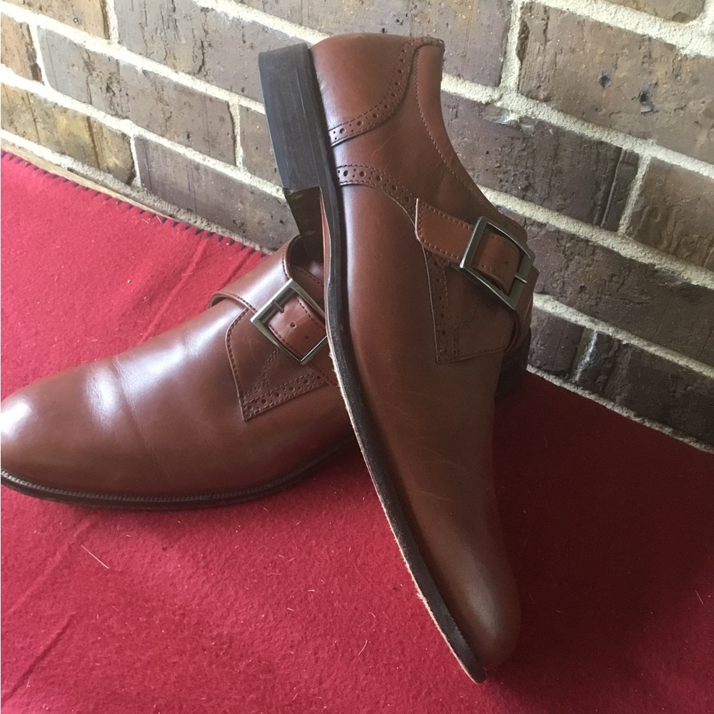 Men's Single Monk Strap Dress Shoes - Brown Leather